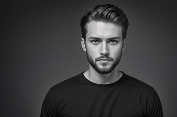 bearded male portrait black and white