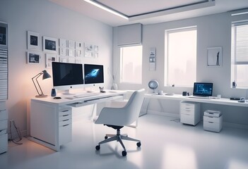 minimalist interior design style futuristic home office sleek furniture state of the art technology