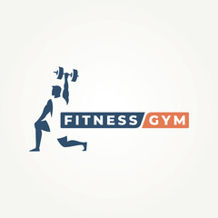 minimalist fitness gym negative space logo vector illustration design. simple modern fitness, gym, workout, and personal trainer logo concept