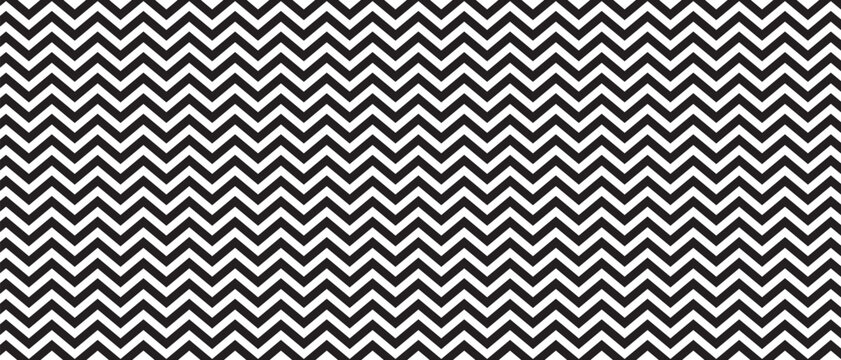 Zigzag pattern. Horizontal black and white zig zag lines. Parallel jagged stripes texture. Minimalistic geometric print. Vector graphic illustration