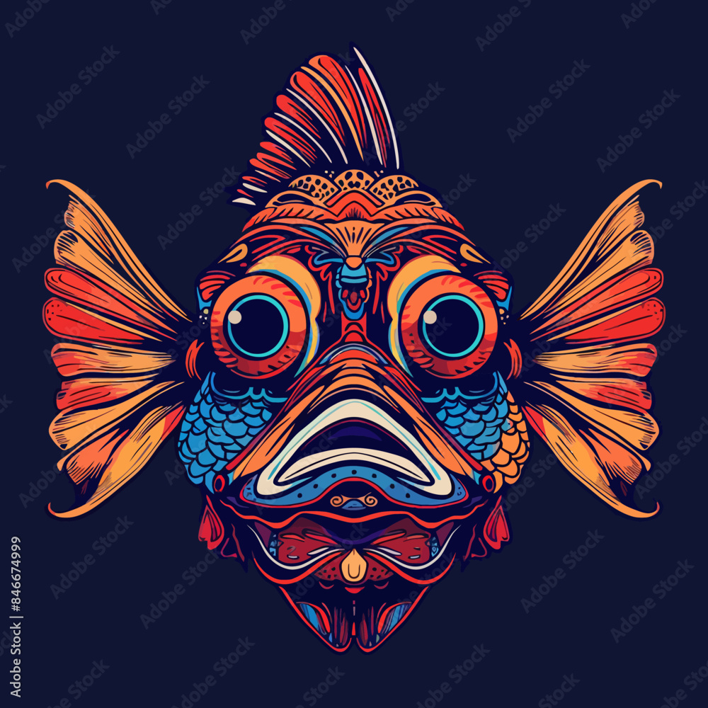 Wall mural tribal vector clown fish isolated 