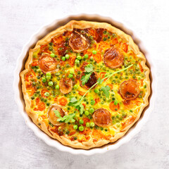 Savoury vegetarian tart- top view