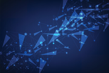 Abstract polygonal space. Triangles with connecting dots and lines. Background concept for your design