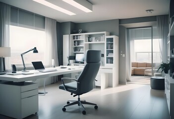 minimalist interior design style futuristic home office sleek furniture state of the art technology