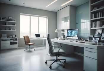 minimalist interior design style futuristic home office sleek furniture state of the art technology