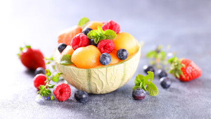 Fresh fruits salad with melon