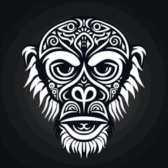 Fototapeta premium Monkey Head Tribal Illustration
