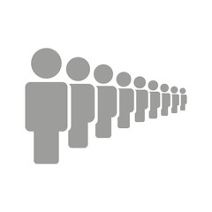 Flat illustration. Avatar, user profile, gender neutral silhouette. Gray icon with many people standing in line. Suitable for social media profiles, screensavers and as a template...