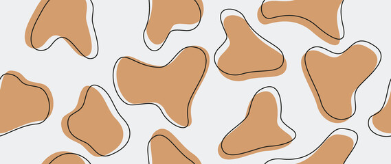 Flat background. Minimalistic brown with black lines trendy abstract pattern on light background. Perfect for screensaver, poster, card, invitation or home decor...