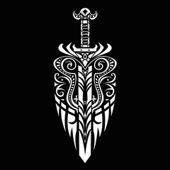 Tribal Vector Art Sword and Shield