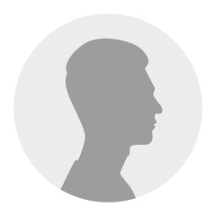 Flat illustration. Gray silhouette of a teen boy on a white background. Suitable for social media profiles, icons, screensavers and as a template...