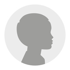Flat illustration. Gray silhouette of a baby boy on a white background. Suitable for social media profiles, icons, screensavers and as a template...