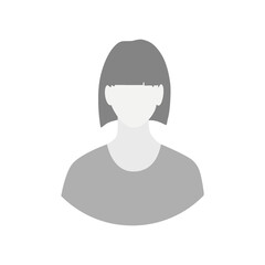 Flat illustration. Profile of a woman in gray colors. Avatar, user profile, person icon, silhouette, profile picture. Suitable for social media profiles, icons, screensavers and as a template...