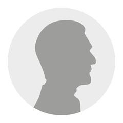 Flat illustration. Gray silhouette of a elderly man on a white background. Suitable for social media profiles, icons, screensavers and as a template...