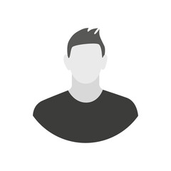 Flat illustration. Profile of a man in gray colors. Avatar, user profile, person icon, silhouette, profile picture. Suitable for social media profiles, icons, screensavers and as a template...