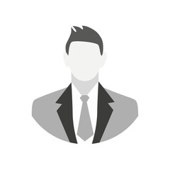 Flat illustration. Profile of a man in gray colors. Avatar, user profile, person icon, silhouette, profile picture. Suitable for social media profiles, icons, screensavers and as a template...