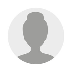 Flat illustration in grayscale. Avatar, user profile, person icon, profile picture. Business profile of a woman. Suitable for social media profiles, icons, screensavers and as a template...