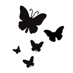 silhouettes of various butterfly shapes and sizes
