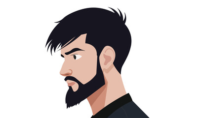 Young guy with a beard in profile