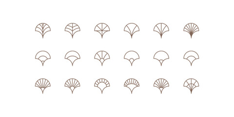 Fish scale elements from 2 divisions to 8 divisions. Simple geometric shape in arabic style. Vector element for grid.