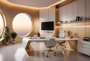 minimalist interior design style futuristic home office sleek furniture state of the art technology