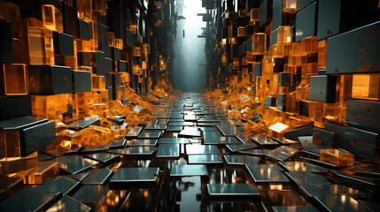 3D Digital background with graph for graphics, data, AI, tech ....