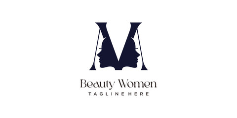 Beauty logo with creative element style premium vector
