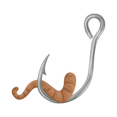 Illustration of worm on fishing hook