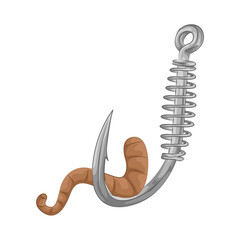 Illustration of worm on fishing hook