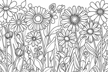 Fototapeta premium Black and White Floral Illustration