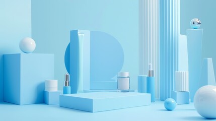 Product portfolio on light blue background