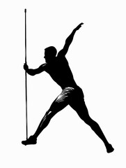 Silhouette Man With Javelin Fight Pose