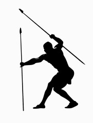 Silhouette Man With Javelin Fight Pose