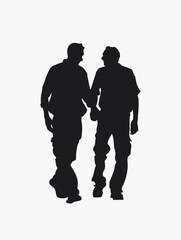 Two Man Walking Together Silhouette
