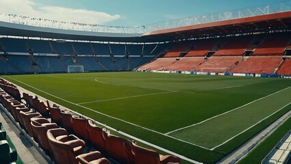 Fototapeta premium soccer green field in the stadium 