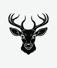 Fototapeta premium Black silhouette of a Deer head vector isolated on white background