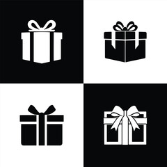 Set of Abstract Gift box silhouette logo icons, with a white background for your company, the gift box logo