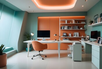minimalist interior design style futuristic home office sleek furniture state of the art technology