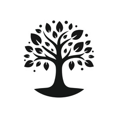 Tree black silhouette vector with white color background