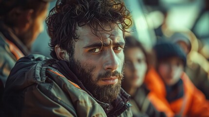 Obraz premium Refugees receiving aid and support