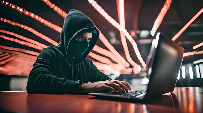 Hacker at Work. Cybersecurity Intrusion