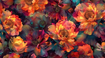 Beautifully colored digital floral textile design