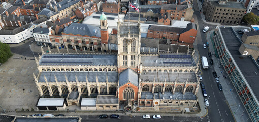 Fototapeta premium areal views of Hull Minster an Anglican Church formerly called Holy Trinity Church in Hull