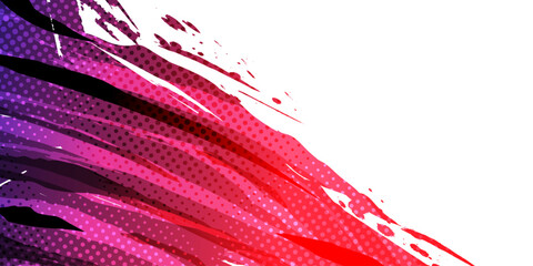 Abstract Sport Background with Blue and Red Gradient Brush Background. Grunge Brushstroke Element with Halftone Effect for Poster or Banner Design