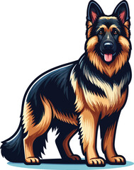 Fototapeta premium German Shepherd Dog set silhouette black vector on white background