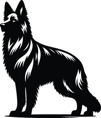 German Shepherd Dog set silhouette black vector on white background