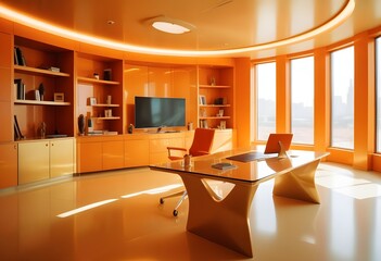 minimalist interior design style futuristic home office sleek furniture state of the art technology