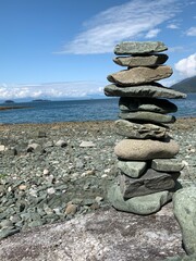 stacked rocks on coast
