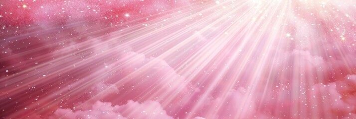 Elegant pink light burst  abstract radiant rays on dark pink with lavender and golden sparkles