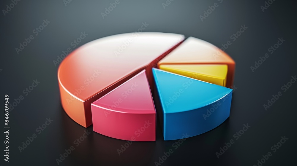 Fototapete close-up of a pie chart graph showing quarterly sales performance metrics and growth trends.
